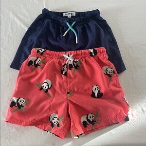 MAAMGIC Panda Print and Navy Swim Shorts BOYS size 7 poolside beach swimming